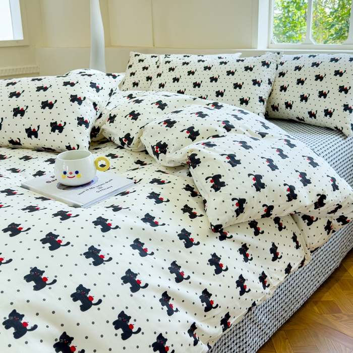 91家纺网 家纺一手货源 找家纺 感遇 2024新款全棉印花四件套 苹果猫