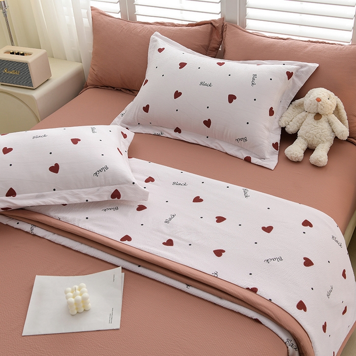 91家纺网 家纺一手货源 找家纺 圣楚家纺 2024新款清柔泡泡纱夏被 甜蜜心跳