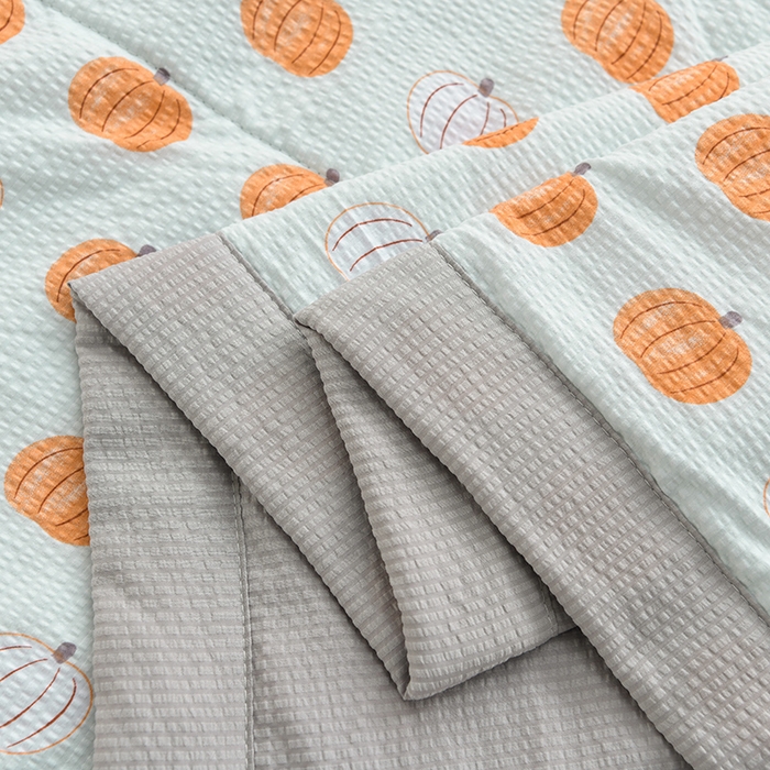 91家纺网 家纺一手货源 找家纺 圣楚家纺 2024新款清柔泡泡纱夏被 幸运南瓜