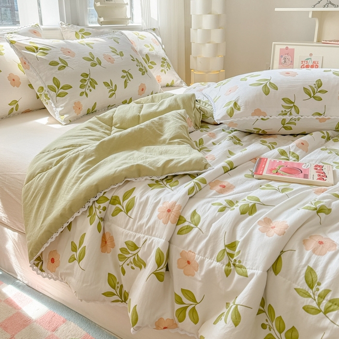 91家纺网 家纺一手货源 找家纺 慕尚家纺2025新款双层纱水洗夏被子被芯 仙草