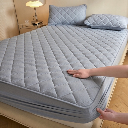 91家纺网 家纺一手货源 找家纺 （总）居眠 2024新款全棉色织纯色夹棉床笠