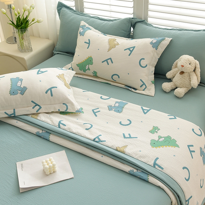 91家纺网 家纺一手货源 找家纺 圣楚家纺 2024新款清柔泡泡纱夏被 甜馨宝贝