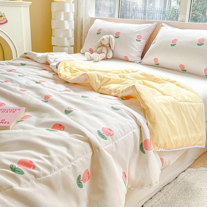 91家纺网 家纺一手货源 找家纺 慕尚家纺2025新款双层纱水洗夏被子被芯 郁金香