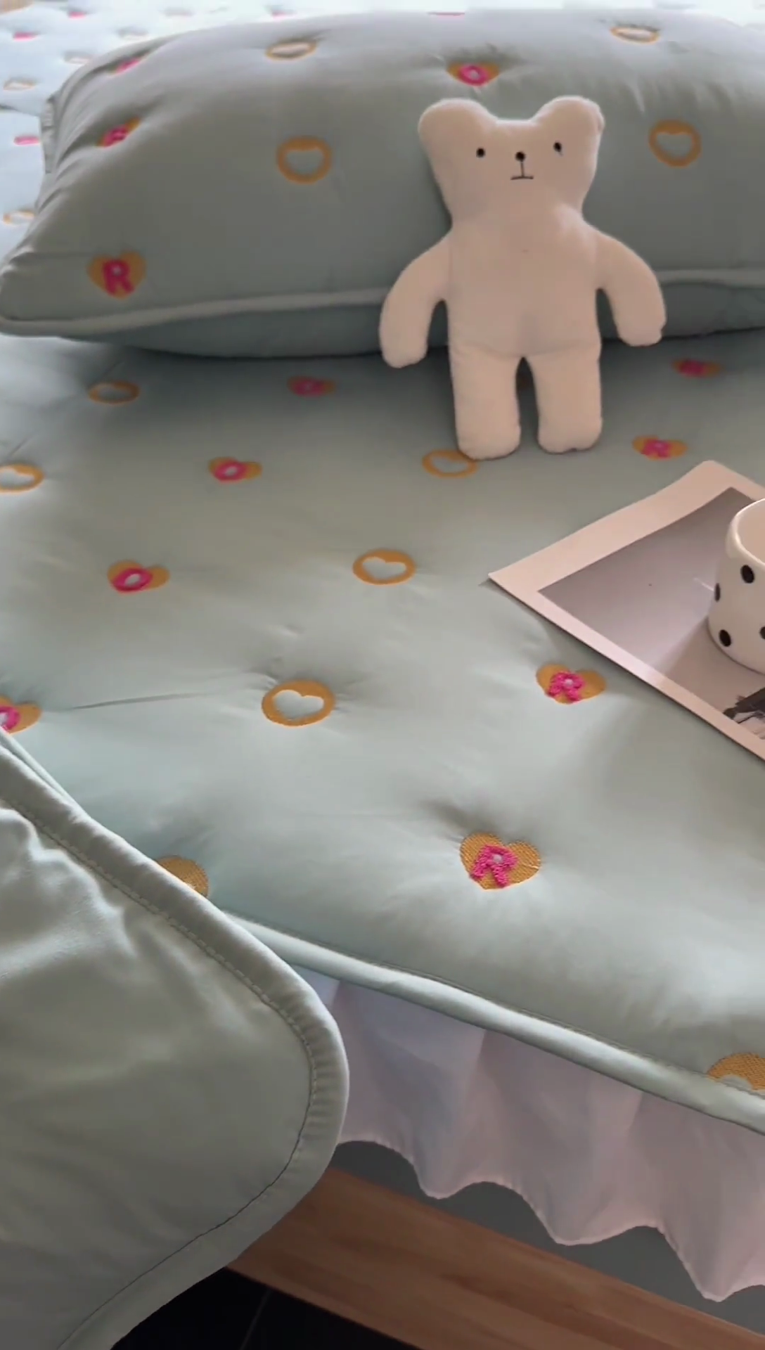 91家纺网 家纺一手货源 找家纺 尊康家纺（原磊科） 2024新款奶昔棉小毛巾绣花边床笠 小毛巾绣-翠绿