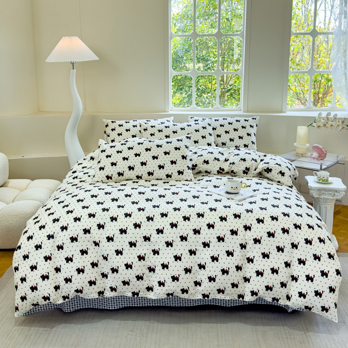 91家纺网 家纺一手货源 找家纺 感遇 2024新款全棉印花四件套 苹果猫