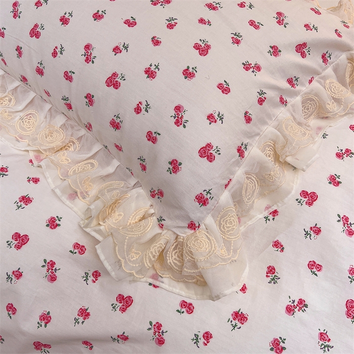 91家纺网 家纺一手货源 找家纺 恒爱家纺 2024新款梦幻情缘全棉公主风四件套 樱花雨