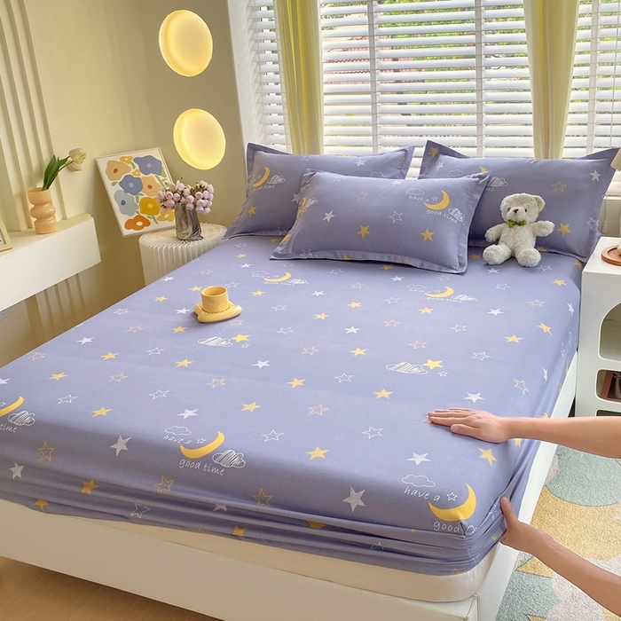 91家纺网 家纺一手货源 找家纺 金丝兔 2025新款植物羊绒磨毛单床笠三件套 晚安