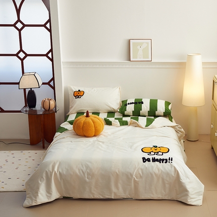 怡家居 2024新款全棉印加绣夏被 夏被-南瓜