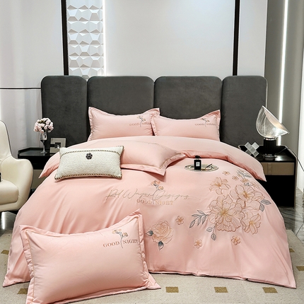 91家纺网 家纺一手货源 找家纺 （总）帝菲妮 2025新款法式轻奢暖氧磨毛水洗棉刺绣四件套-黛西