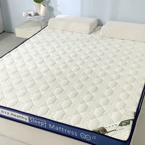 91家纺网 家纺一手货源 找家纺 缔莱被业 2024新款乳胶床垫软垫家用租房宿舍学生Q弹乳胶记忆棉垫--字母 花瓣白（蓝）