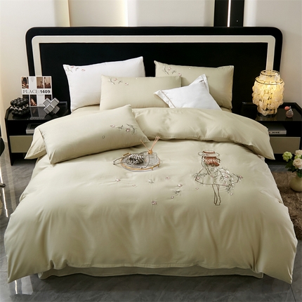 91家纺网 家纺一手货源 找家纺 （总）兰紫橙家纺 2025新款卡通全棉刺绣四件套-甜心公主