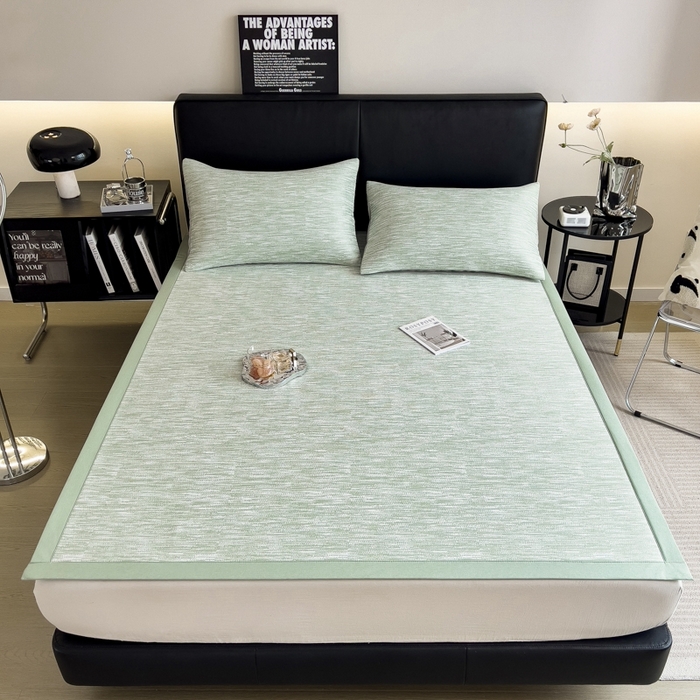 91家纺网 家纺一手货源 找家纺 慕尚家纺 2025新款1200D提花凉感席 提花席 迷雾绿