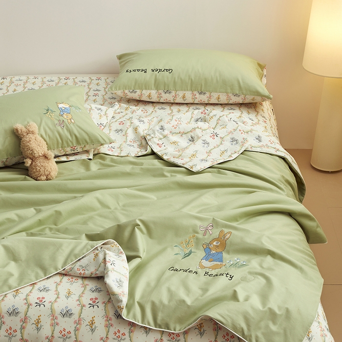 91家纺网 家纺一手货源 找家纺 怡家居 2024新款全棉印加绣夏被 夏被-花园兔