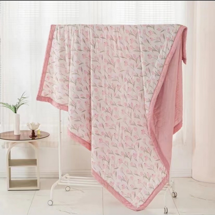 91家纺网 家纺一手货源 找家纺 梵克保罗 2024新款凉感丝豆豆被夏凉被空调被 郁金香-粉