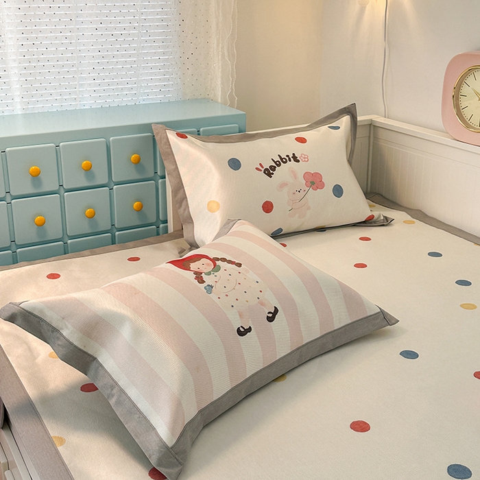 91家纺网 家纺一手货源 找家纺 昔可家纺 2024新款A类900D大版冰丝席 兔兔女孩