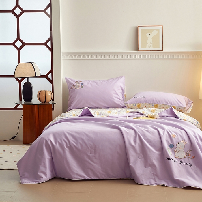 91家纺网 家纺一手货源 找家纺 怡家居 2024新款全棉印加绣夏被 夏被-萌小兔