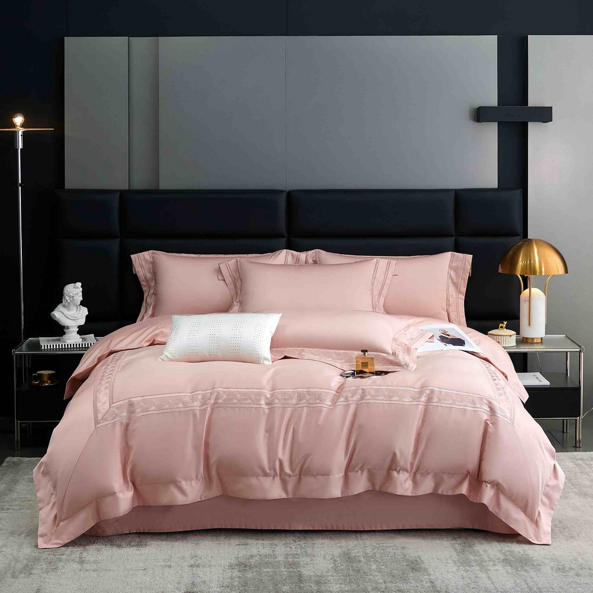 91家纺网 家纺一手货源 找家纺 （总）榻尚家居 2024新款阿瓦提贡缎长绒棉四件套-伊芙琳