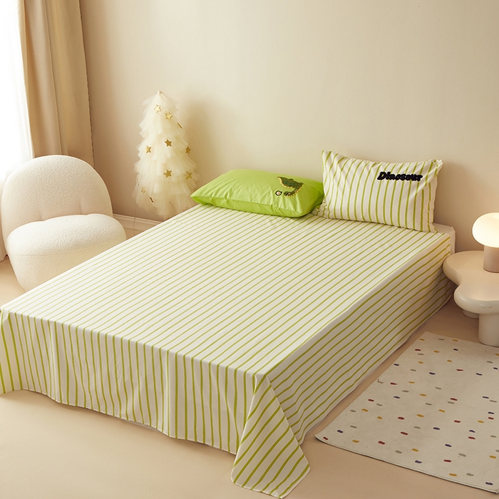 91家纺网 家纺一手货源 找家纺 怡家居 2024新款全棉印花加绣花四件套 小恐龙