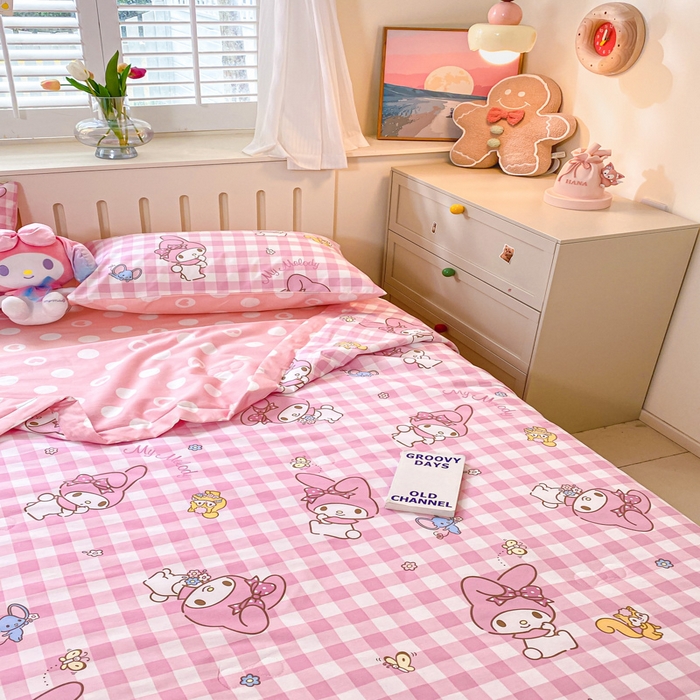 91家纺网 家纺一手货源 找家纺 博雅 2024新款全棉三丽鸥夏被（要买家秀联系客服） 粉格美乐蒂