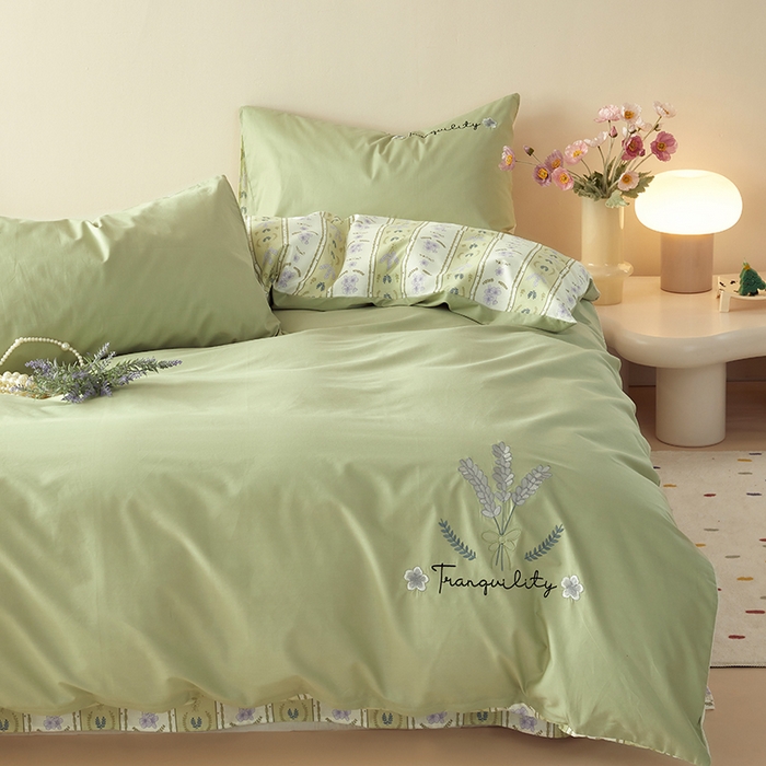 91家纺网 家纺一手货源 找家纺 怡家居 2024新款全棉印花加绣花四件套 果语