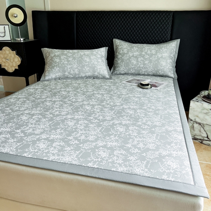 91家纺网 家纺一手货源 找家纺 慕尚家纺 2025新款1200D提花凉感席 提花席 玫瑰之恋