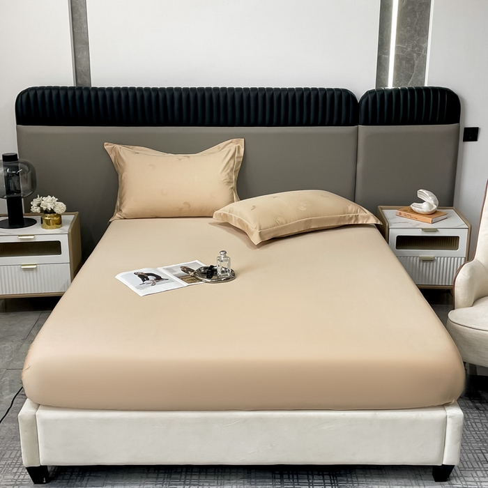 91家纺网 家纺一手货源 找家纺 艾迪尚家纺 2025年新款天丝棉提花单床笠 羽记 布莱克