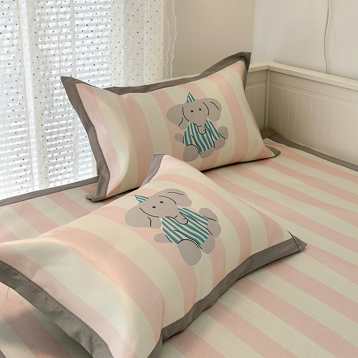 91家纺网 家纺一手货源 找家纺 昔可家纺 2024新款A类900D大版冰丝席 粉粉象