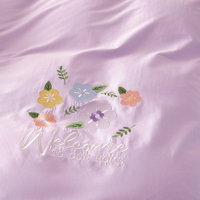 91家纺网 家纺一手货源 找家纺 怡家居 2024新款全棉印花加绣花四件套 紫嫣