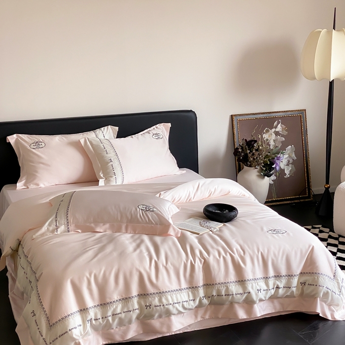 91家纺网 家纺一手货源 找家纺 馨蕊家居 2024新款LF超柔系列60天丝棉四件套-爱丽丝 爱丽丝-微醺粉