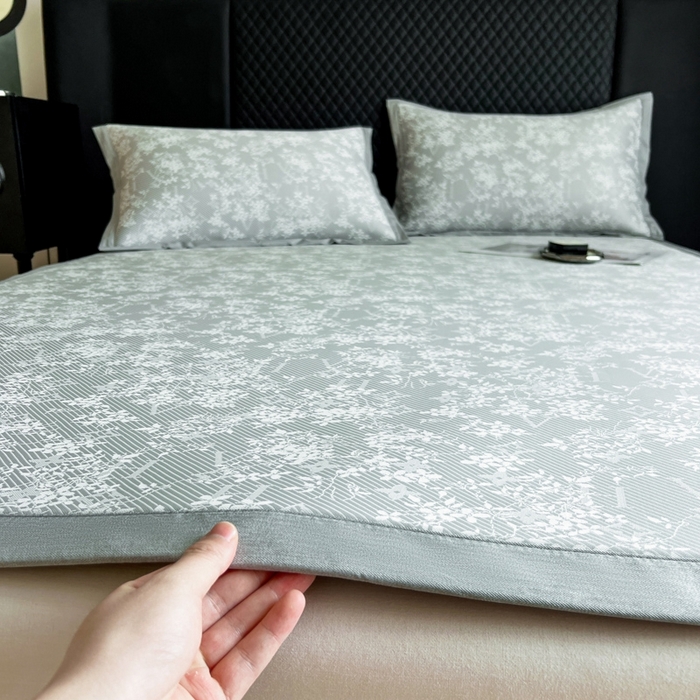 91家纺网 家纺一手货源 找家纺 慕尚家纺 2025新款1200D提花凉感席 提花席 玫瑰之恋