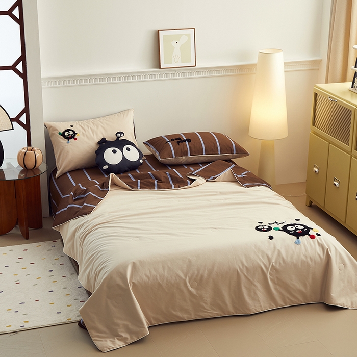 91家纺网 家纺一手货源 找家纺 怡家居 2024新款全棉印加绣夏被 夏被-小煤球