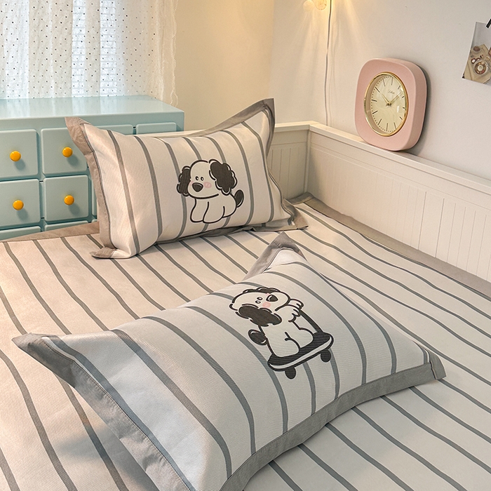 91家纺网 家纺一手货源 找家纺 昔可家纺 2024新款A类900D大版冰丝席 条纹狗狗