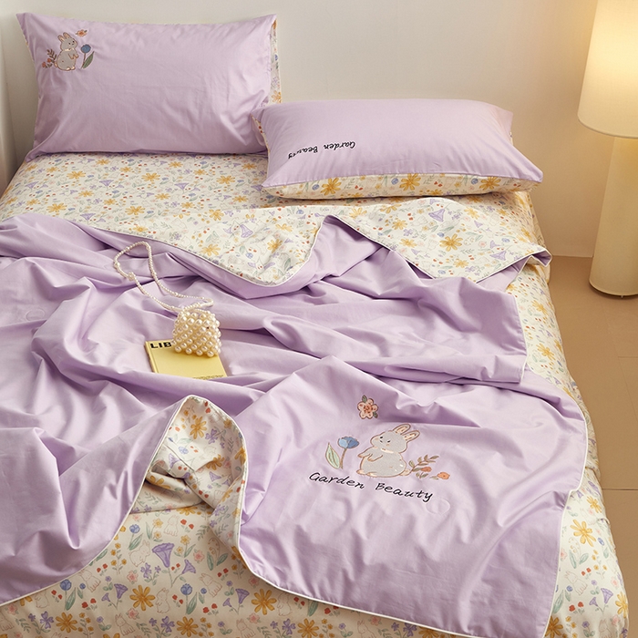 91家纺网 家纺一手货源 找家纺 怡家居 2024新款全棉印加绣夏被 夏被-萌小兔