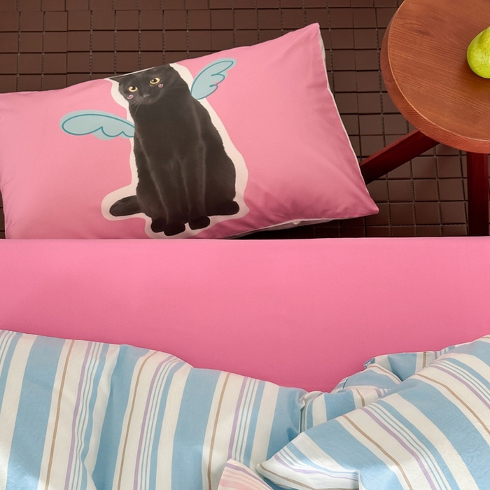 91家纺网 家纺一手货源 找家纺 艾沁 2024新款多巴胺条纹全棉色织水洗棉四件套 宽蓝条