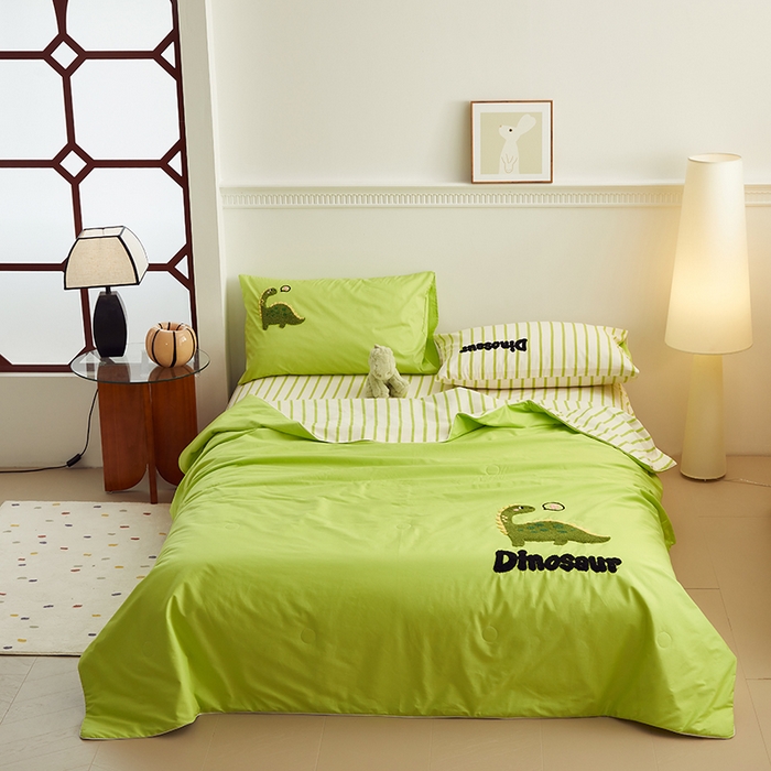 91家纺网 家纺一手货源 找家纺 怡家居 2024新款全棉印加绣夏被 夏被-小恐龙