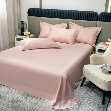 艾迪尚家纺 2025新款天丝棉提花单床单 羽翼 梅子粉