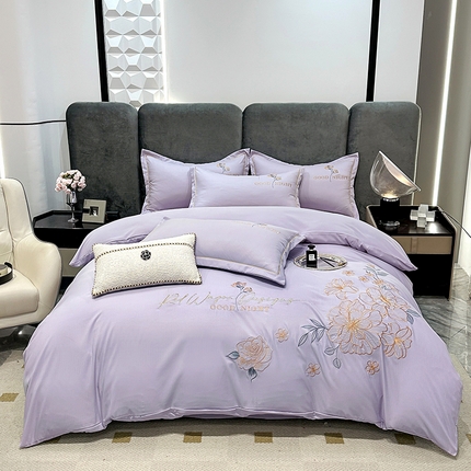 91家纺网 家纺一手货源 找家纺 （总）帝菲妮 2025新款法式轻奢暖氧磨毛水洗棉刺绣四件套-黛西