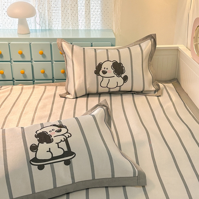 91家纺网 家纺一手货源 找家纺 昔可家纺 2024新款A类900D大版冰丝席 条纹狗狗