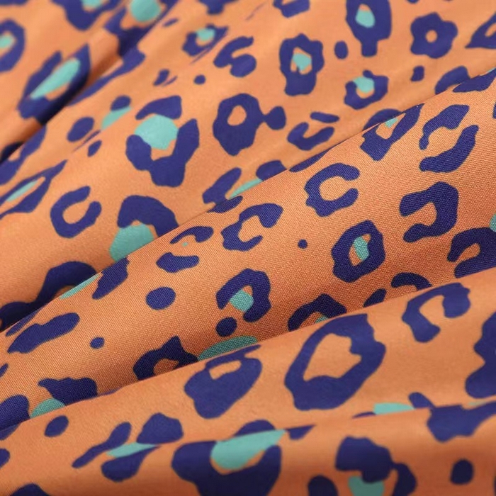 91家纺网 家纺一手货源 找家纺 丽卡家纺 2024新款水洗真丝夏被四件套 豹纹橘