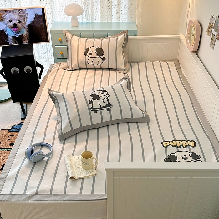 91家纺网 家纺一手货源 找家纺 昔可家纺 2024新款A类900D大版冰丝席 条纹狗狗