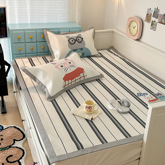 91家纺网 家纺一手货源 找家纺 昔可家纺 2024新款A类900D大版冰丝席 猫一家