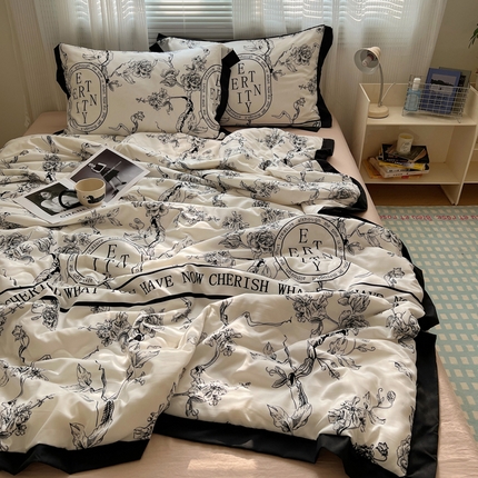 91家纺网 家纺一手货源 找家纺 （总）花伞家居 赫本花边水洗棉夏被四件套（ 买家秀加V）