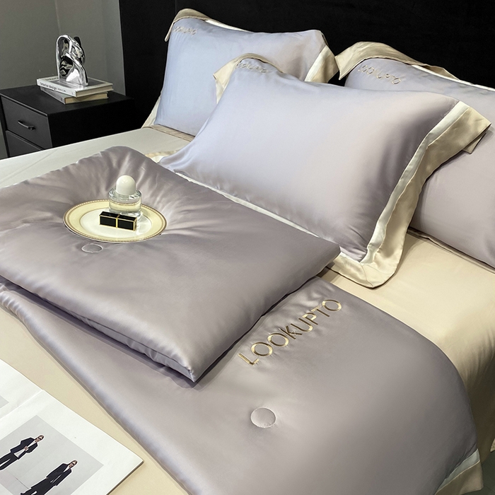 91家纺网 家纺一手货源 找家纺 优悦生活馆 2024新款工艺款冰丝刺绣夏被-蔚涞 蔚涞-紫