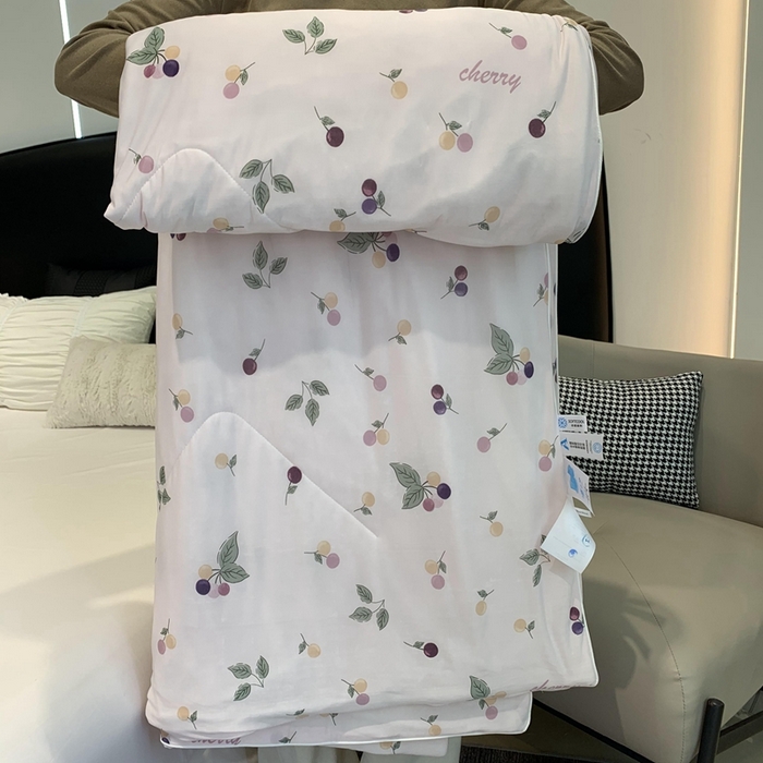 91家纺网 家纺一手货源 找家纺 奈萝家纺 2024新款A类凉感丝小凉皮夏被可机洗夏被新品空调被 樱桃