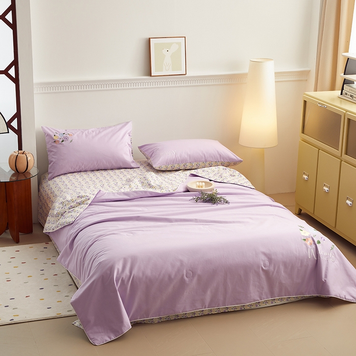 91家纺网 家纺一手货源 找家纺 怡家居 2024新款全棉印加绣夏被 夏被-紫嫣