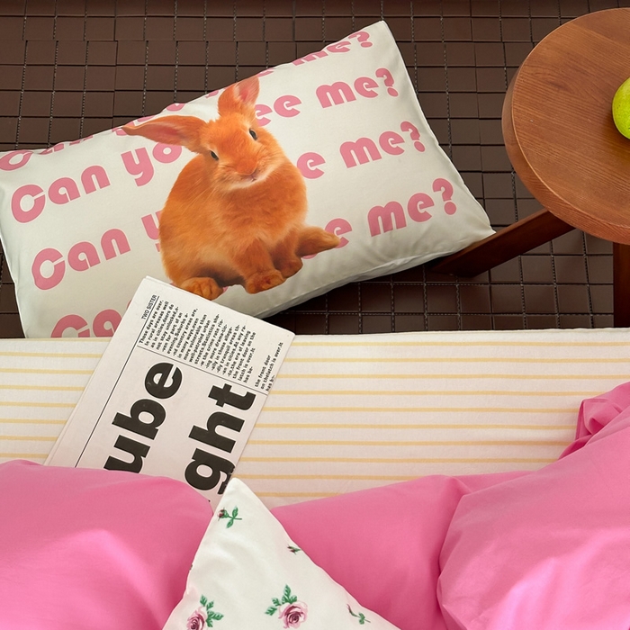 91家纺网 家纺一手货源 找家纺 艾沁 2024新款小清新全棉水洗棉四件套 粉黛佳人（枕套兔+粉）