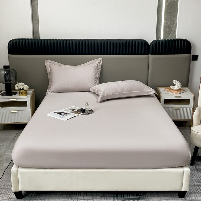 91家纺网 家纺一手货源 找家纺 艾迪尚家纺 2025年新款天丝棉提花单床笠 莫里卡 摩卡灰