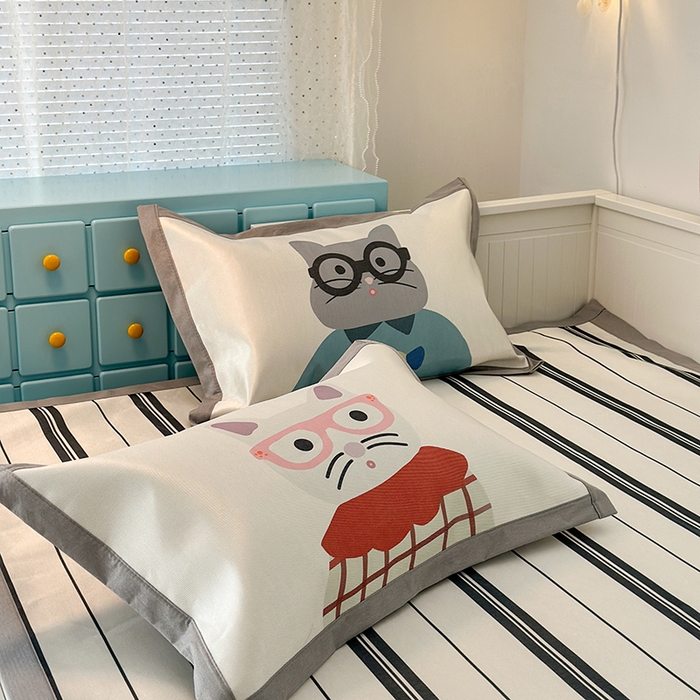 91家纺网 家纺一手货源 找家纺 昔可家纺 2024新款A类900D大版冰丝席 猫一家