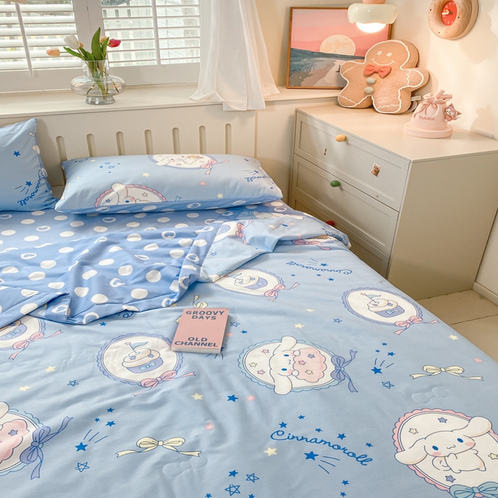 91家纺网 家纺一手货源 找家纺 博雅 2024新款全棉三丽鸥夏被（要买家秀联系客服） 蓝色玉桂狗