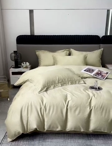 91家纺网 家纺一手货源 找家纺 艾迪尚家纺 2025新款天丝棉提花四件套 羽翼 露丝卡